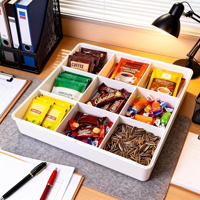 Expandable Desk Drawer Organizer, Acrylic Drawer Organizer Trays with 11 Adjustable Compartments 6 Removable Dividers Desk Accessories for Makeup Utensil Junk Office Kitchen Bathroom ( White, 1Pcs )
