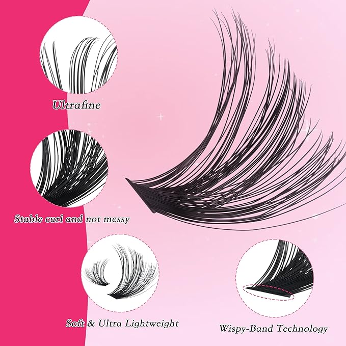 Lash Clusters 600PCS Lash Clusters Kit 20D30D40D50D60D80D Wispy Lashes D Curl Eyelash Clusters Natural DIY Eyelash Extensions Kit for Beginners 10-18MM