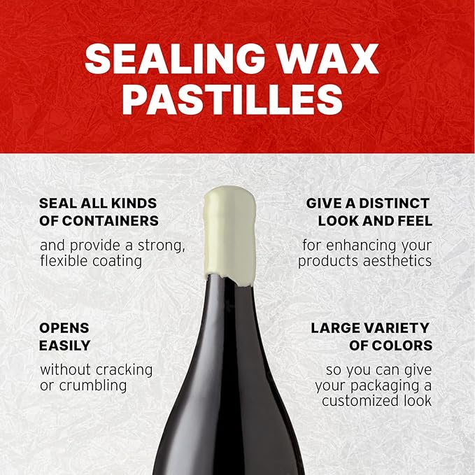 Blended Waxes, Inc. Bottle Sealing Wax Beads, Premium Pastille Wax Seal Beads For Wine, Beer, and Liquor Bottle Closure, Seals Between 25-30 Bottles, 1 lb, White
