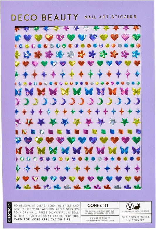 Deco Beauty Confetti -Super Thin & Easy-to-Apply Nail Art with The Cutest Designs-Durable & Long-Lasting Nail Art Stickers and Decals for Women, for DIY at-Home Manicures & Salon-Quality Nails
