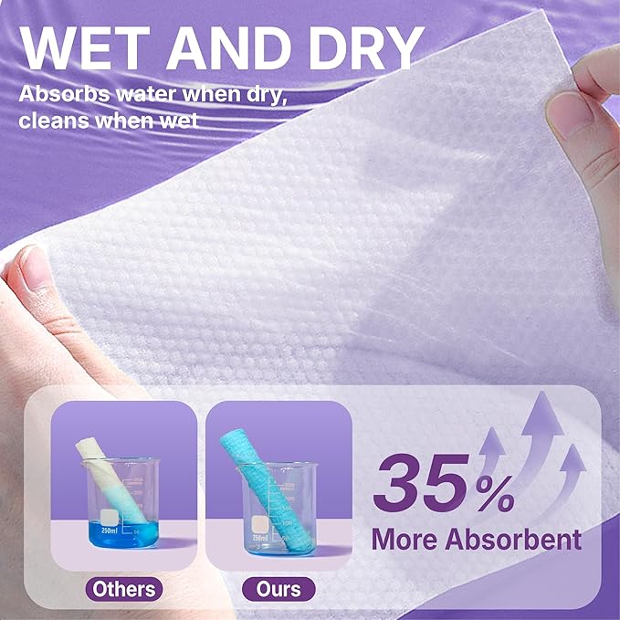 Serenorch Disposable Face Towels, 10" x 12" Pearl Texture, Lint Free Ultra Thick Face Towelettes for Sensitive Skin, Extra Soft Makeup Remover Skincare Dry Wipes, 50 Count