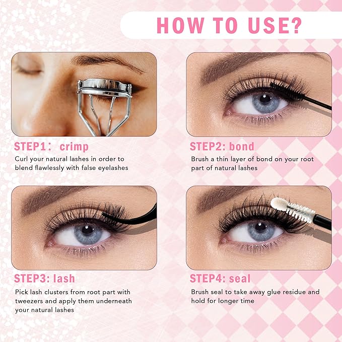 GAQQI Lash Clusters 320Pcs Individual Lashes 50D Mixed 9-16mm Eyelash Clusters C Curl Lash Clusters Look Like Mink Eyelash Extensions Thin Band Soft to Use Self Application(50D-CMIX）