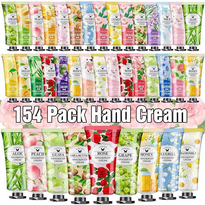 154 Pack Hand Cream Gifts Set for Women, Valentines Day Gifts for Her, Birthday Gifts for Women, Teacher Appreciation, Mini Moisturizing Hand Lotion Travel Size in Bulk for Dry Cracked Hands