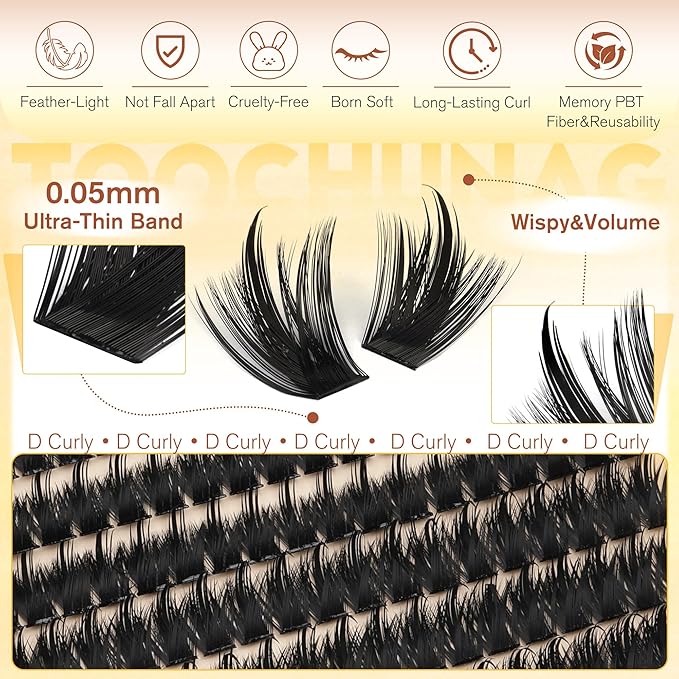 Spikes Lash Clusters 120D Volume Eyelash Clusters Spiky Bottom Lashes Individual 12-20mm Thick Anime Mink Cluster Eyelash Extensions DIY Fairy Cluster Lashes Extension by TOOCHUNAG