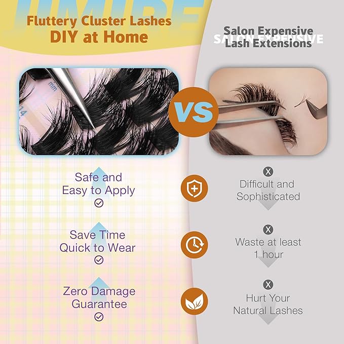 JIMIRE Manga Lash Clusters Wispy Fluffy Cluster Eyelash Extensions CC Curly 14-18MM Fluffy Eyelash Clusters Easy to Apply DIY Thick Volume Individual Lashes Extensions at Home 162Pcs Pack