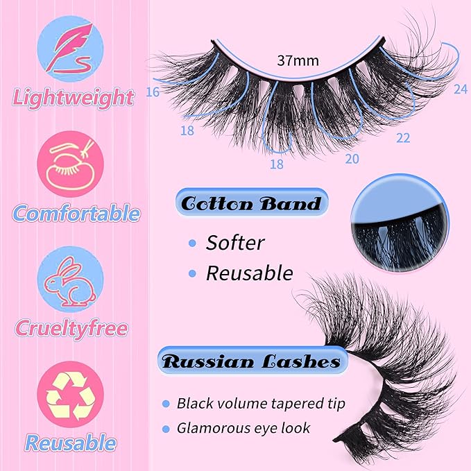 14 Pairs Thick Long Lashes False Eye Lashes Mega Look 5D Volume Dramatic 24mm Waterproof 100D Eyelash Clusters Soft Fake Eyelashes Pack by Yaiseiko