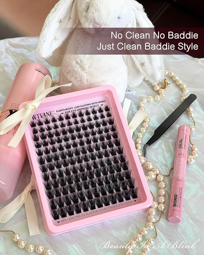 Wtvane Manga Lash Clusters Wispy Eyelash Clusters 10-18MM Lash Extensions D-Curly Fluffy Individual Lashes Cluster Spiky Cluster Eyelash Extensions Mink False Eyelashes Volume Eye Lash Extension Look