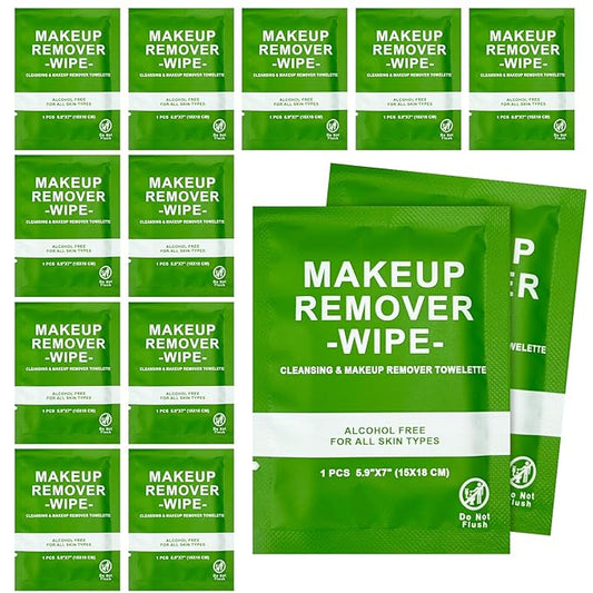 20 Count Makeup Remover Wipes Bulk Individually Wrapped, Travel Towelette Makeup Remover Individual Gentle Cleansing for Face Mascara Lipstick Remove Makeup