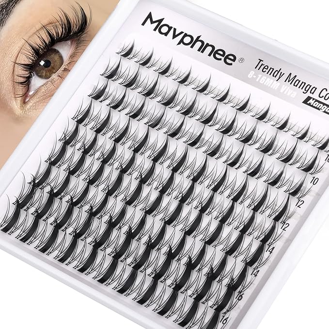 Viva Lash Clusters Wispy Manga Eyelash Clusters Anime Individual Lashes Spiky Lash Extensions Wet Wispy Cluster Lashes Natural Cluster Eyelash Extensions (CC Curve, 8-16MM. 99Pcs)
