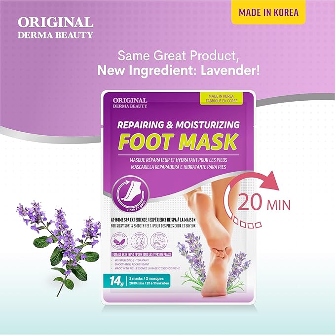 Innerest Original Derma Beauty 24 pairs Moisturizing Foot Mask Foot Spa Foot care (Aloe & Lavender)