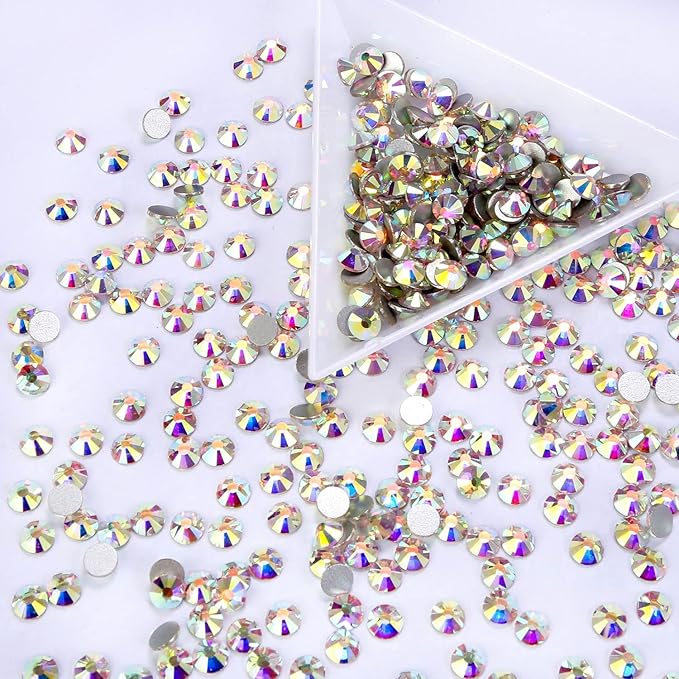 3000Pcs Crystal Ab Crystal Rhinestones,Glass Flatback Rhinestones Mini Gemstones for Nail Face Makeup Art Crafts Clothes Decoration -(SS6,2.0mm,Crystal Ab)