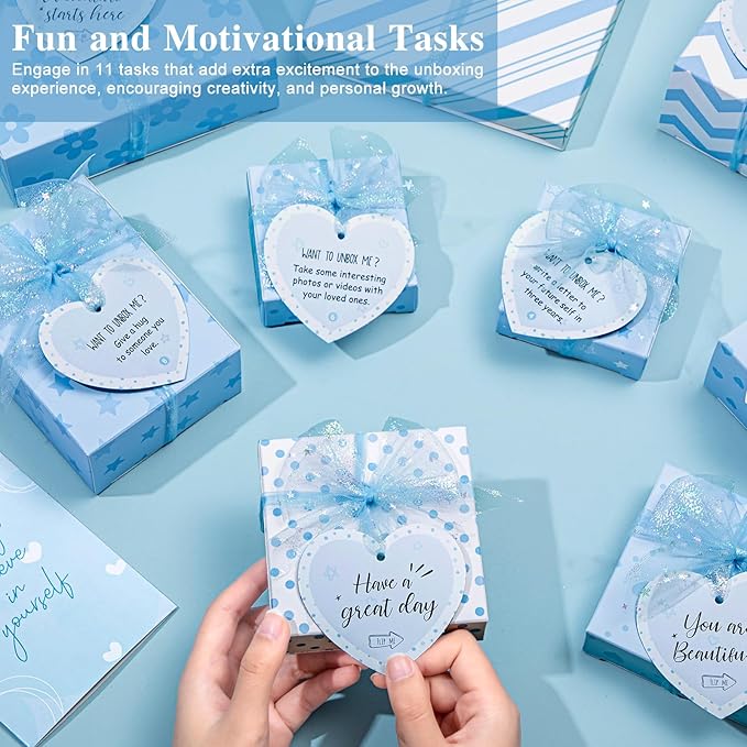 Christmas Gifts for Tween & Teen Girls, 11PCS Birthday Gifts Basket Teen Girls Trendy Stuff with Empowering Tasks Make up Brushes & Bag, Beauty Advent Calendar Wrapped Gifts Box