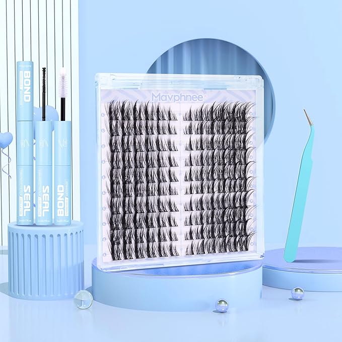 Cat Eye Lash Clusters Kit Spiky Cluster Eyelashes Kit Fairy Eyelash Cluster Anime Individual Lashes Natural Lash Extension Cluster Wispy Manga Cluster Lash Kit with Bond and Seal Lash Glue and Tweezer