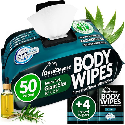 Body Wipes for Men - Maximum Cleaning Power (Ultra Clean) - 1 Pack (54 Wipes), XL No-Rinse Shower Sheets, Waterless Bathing Wipes for After Gym, Camping & Travel