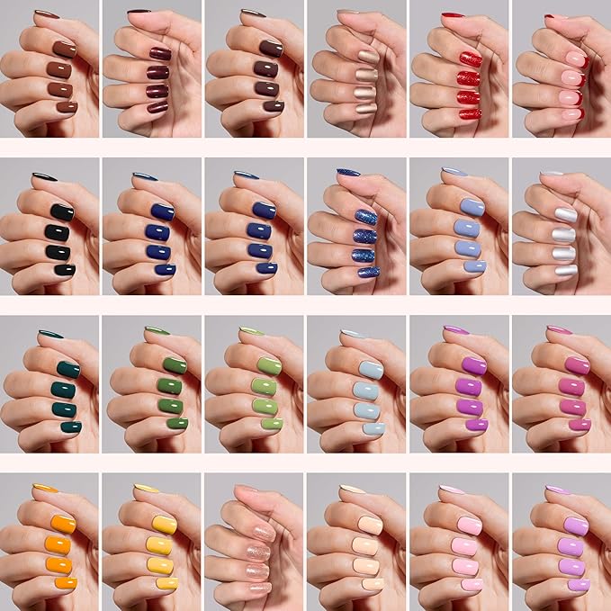 Beetles Press On Nails Kit - Funfetti | 720Pcs 24 Colors Short Square Press On Nails | 15 Sizes French Glossy Glitter With Nail Glue & Nail Tabs Stickers, Fake Nails Kit Art For Women