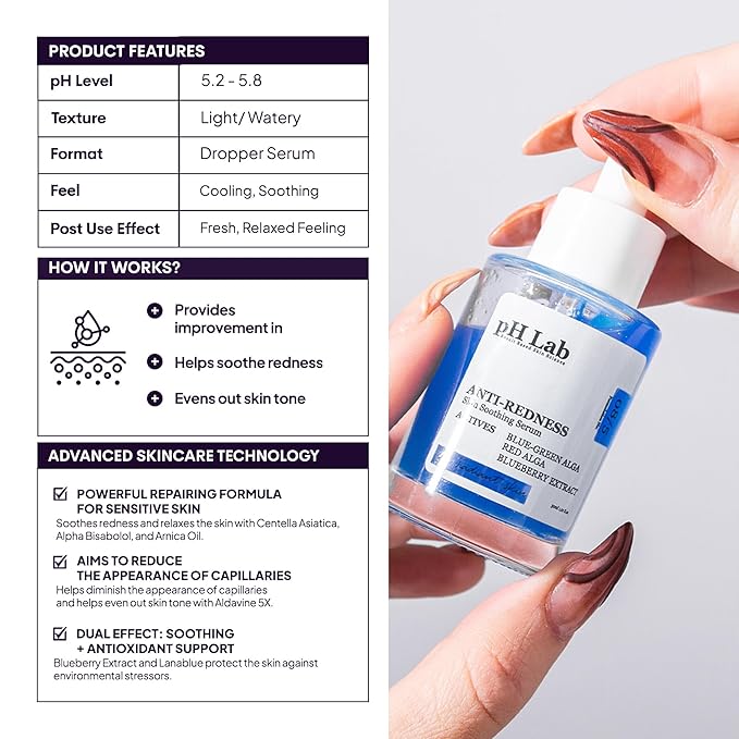 Anti Redness Serum, Reduces Capillary Cracks Appearance, Evens Skin Tone, Skin Soothing and Redness Reform Serum, 1.01 Fl Oz (Pack of 4)