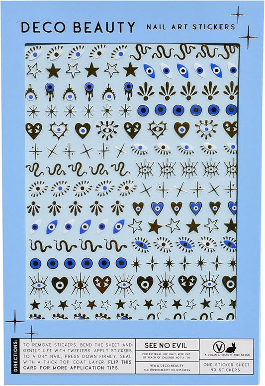 Deco Beauty See No Evil -Super Thin & Easy-to-Apply Nail Art with The Cutest Designs-Durable & Long-Lasting Nail Art Stickers and Decals for Women, for DIY at-Home Manicures & Salon-Quality Nails