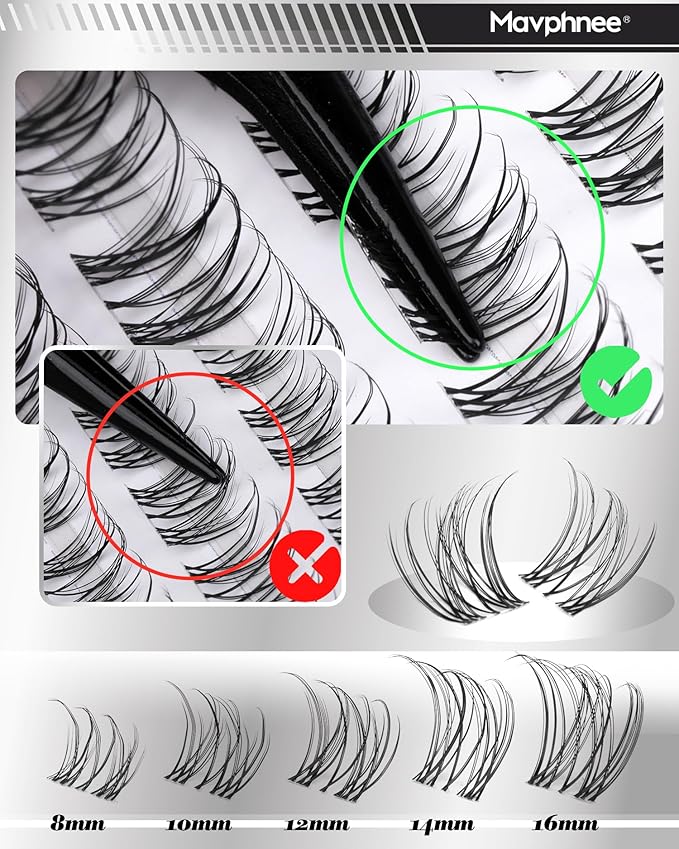 Natural Lash Clusters Clear Band Eyelash Clusters Venus Cluster Lashes Extensions Wispy Cluster Eyelash Extensions Easy Individual Lashes for No Makeup Makeup Daily Wear (Velure, 8-16MM, CC-Curly)