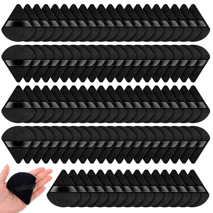 150 Pcs Triangle Powder Puff, Face Soft Makeup Puff for Loose Powders, Mineral Powder, Foundation, Wet and Dry Use, Face and Body Cosmetic Applicator, Black