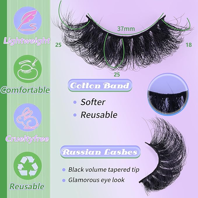 Faux Mink Lash Wispy False Thick Long Lashes False Lashes Mega Look 5D Volume Full Dramatic 25mm Waterproof Soft Cat Eye Fake Eyelashes Pack by Yaiseiko（14 Pairs）
