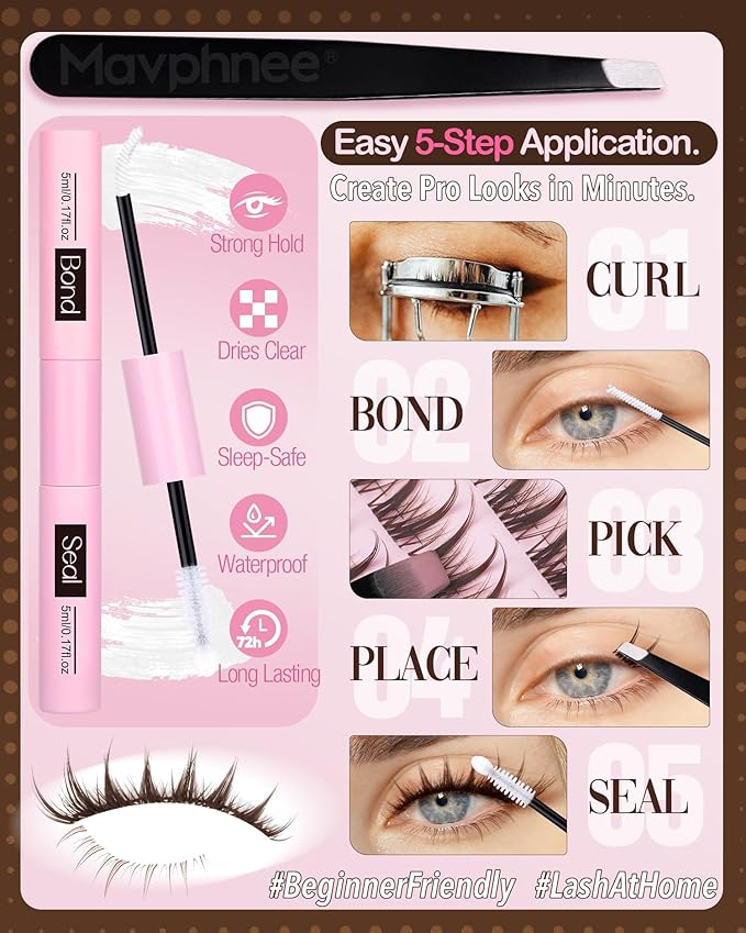 Brown Wispy Lash Clusters Kit with Bottom Lashes Manga Cluster Eyelash Extensions Kit Natural Anime Eyelash Clusters Spiky Fairy Individuals Lash Bond and Seal Clear (5-14MM, CC Curve)