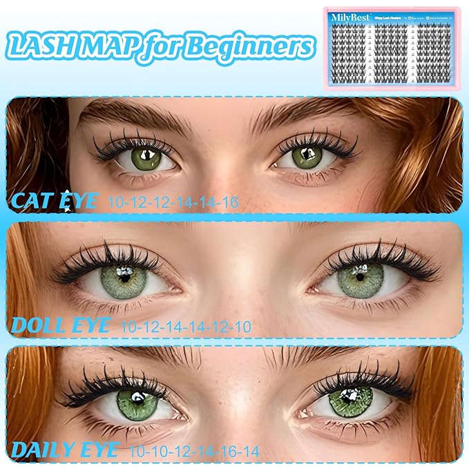 Manga Lash Clusters Kit Spiky Anime Cluster Eyelash Extensions 150Pcs CC Curl Wispy Lash Extension Kit 10-16mm DIY Cosplay Doll Individual Lashes Clusters Natural Look by MilyBest