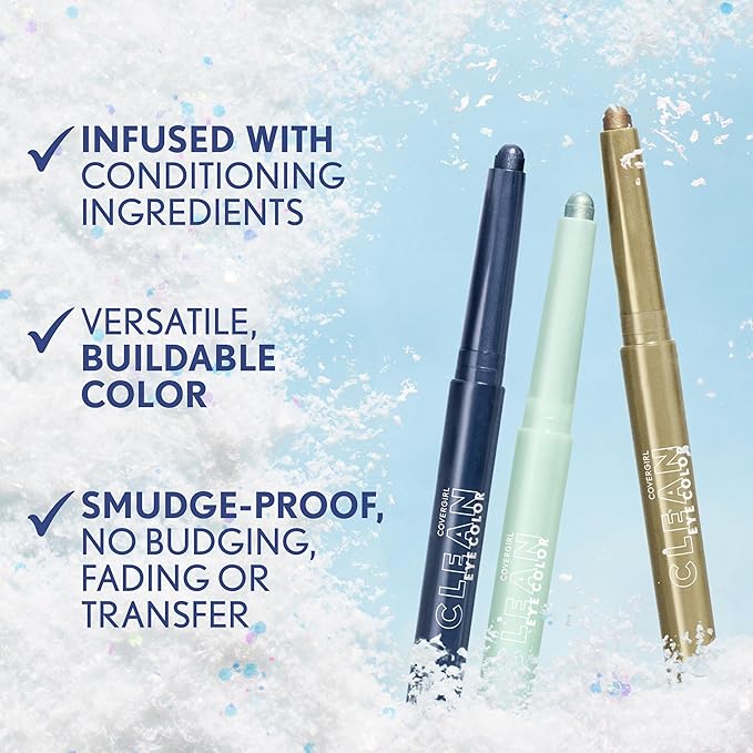 CoverGirl Clean Multiline Eyeshadow Pencil, 300 Stroke Of Midnight, Vegan Formula, Shimmer Eyeshadow, Easy Application, Glides on Effortlessly, Blends Perfectly, 0.05oz