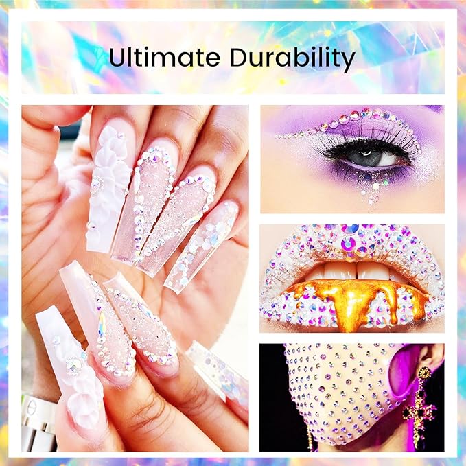 Novani Crystal Rhinestones, Flatback Loose Gemstones 1440pcs Glass Rhinestones for Clothes Shoes Crafts Makeup Nail Art and DIY Decorations(SS16, Transparent)