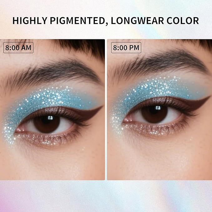 QIC Liquid Glitter Eyeshadow, Metallic & Shimmer Finish, Long Lasting, Non-Creasing, Smudge-proof, Lightweight Formula Liquid Eyeshadow for All Skin Tones, Buildable Color (02 Galaxy)