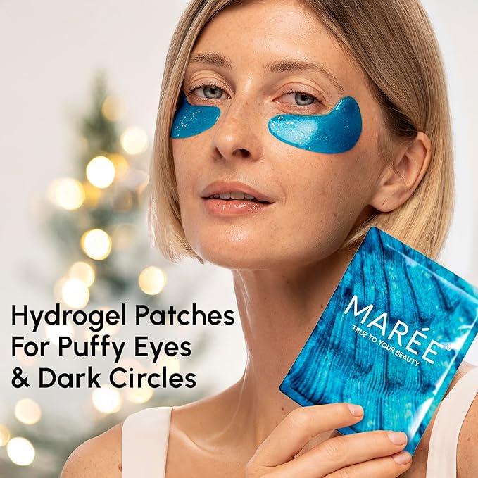 MAREE Eye Gels 2 PACK - Under Eye Patches for Puffy Eyes and Dark Circles with Natural Marine Collagen & Hyaluronic Acid - Anti-Aging Masks for Face to Soothe Puffiness