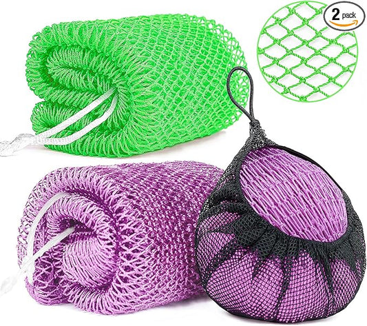 2 Pack African Net Sponge Exfoliating Body Scrubber Bath Sponge for Daily Use