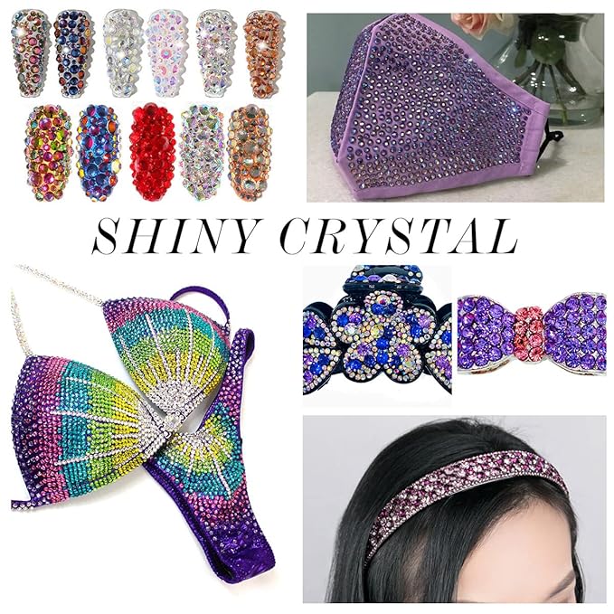 1440Pcs Light-Purple Ab Crystal Rhinestones,Glass Flatback Rhinestones Gemstones for Nail Face Makeup Art Crafts Clothes Decoration-(SS12,3.0mm,Light-Purple Ab)