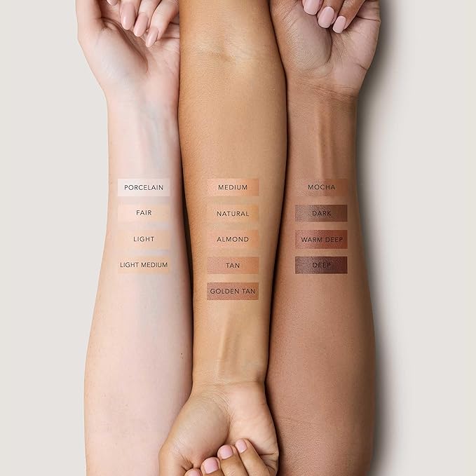 No Makeup Makeup Long-Lasting Lightweight Foundation & Brush Duo | Cruelty-Free, Fragrance-Free, Buildable, Transfer-Proof Makeup (Warm Deep)