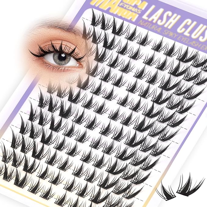 Fyonas Manga Lash Clusters Fox Eye Cluster Lashes Left & Right Fairy Eyelash Clusters Natural Look Spiky Anime Cluster Eyelash Extensions with Thin Band 120Pcs Cat Eye Lashes for Beginners (Manga)