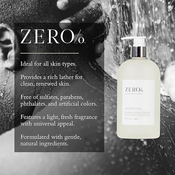 Gilchrist & Soames Zero% Shower Gel – Naturally Kind Sulfate, Paraben & Cruelty-Free Liquid Body Wash for Men & Women, Fresh Botanical Scent Infused with Glycerin & Aloe for Hydrated Skin, 15.5 oz