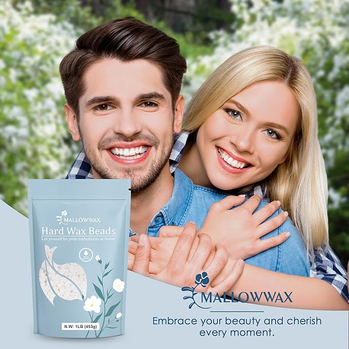 Mallowwax Hard Wax Beads - Wax for All-Purpose Hair Removal - Full Body Waxing Solution - Ideal for Sensitive Skin, All Hair Types, Men & Women