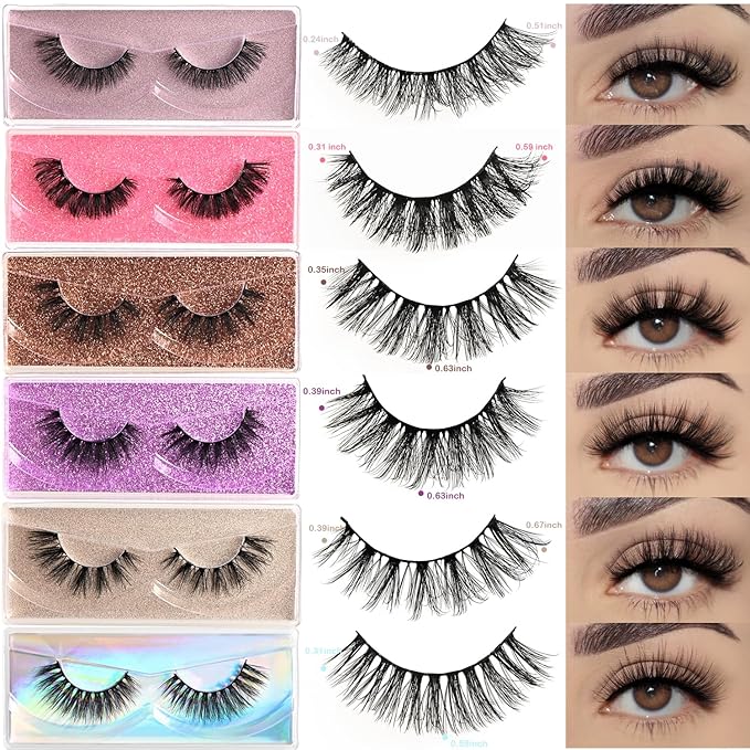 Wispy Lashes Bulk 30 Pairs Natural Volume Eyelashes Mixed Styles Wholesale Cat Eye & Doll Eye Strip Lash Sets Short Thick Fluffy False Mink Eyelash Strips Full Fake Pestañas Postizas