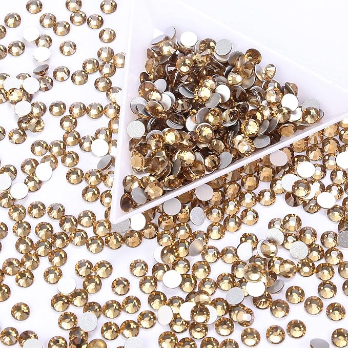 3000Pcs Champagne Crystal Rhinestones,Glass Flatback Rhinestones Mini Gemstones for Nail Face Makeup Art Crafts Clothes Decoration -(SS10,2.8mm,Champagne)