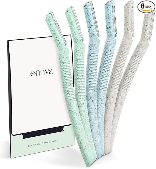 ennva Dermaplane Razor for Women | Face Razor & Eyebrow Trimmer | Multipurpose Facial Hair Removal Tool with Disposable Blades, 6Pcs