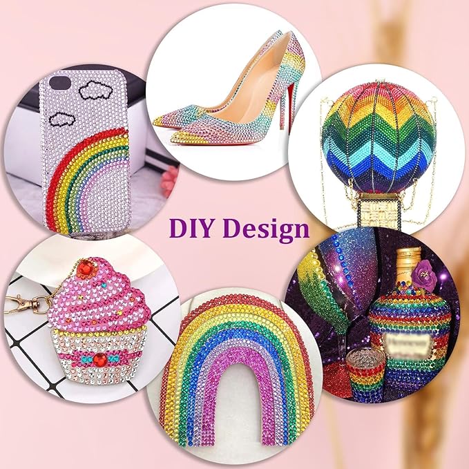Colorful DIY Resin Rhinestone Kit for Bedazzling, Resin Jelly Rhinestones for Bedazzling, Multicolor 3mm Flatback Gems for Diamond Art 3Pcs B7000 Jewelry Glue for Bedazzled Nail Art （38000）
