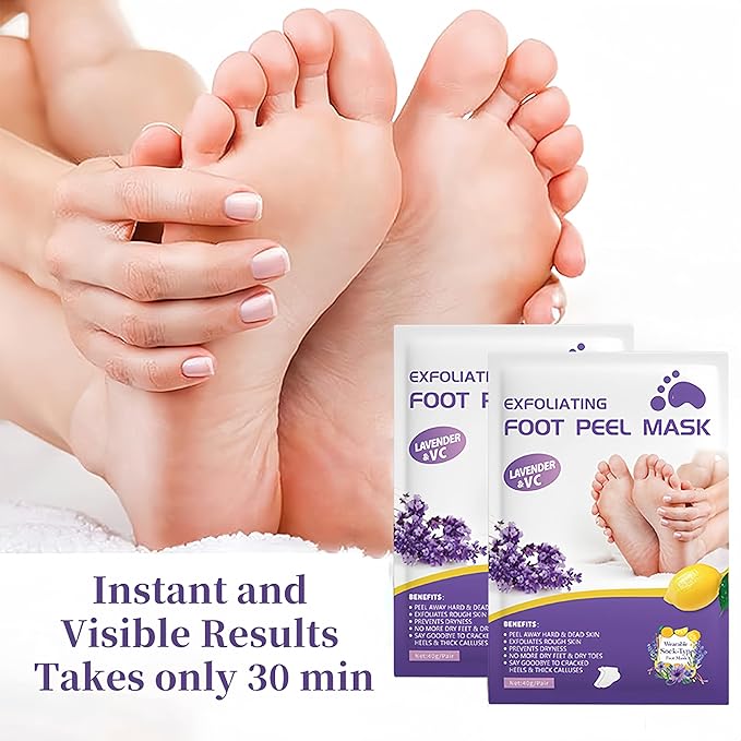 Lavender Foot Peel Mask 5 Pairs, Exfoliating Foot Masks That Remove Dead Skin, Hydrating Foot Mask Socks for Dry Cracked Feet, Moisturizing Foot Exfoliator for Women & Men Spa at Home