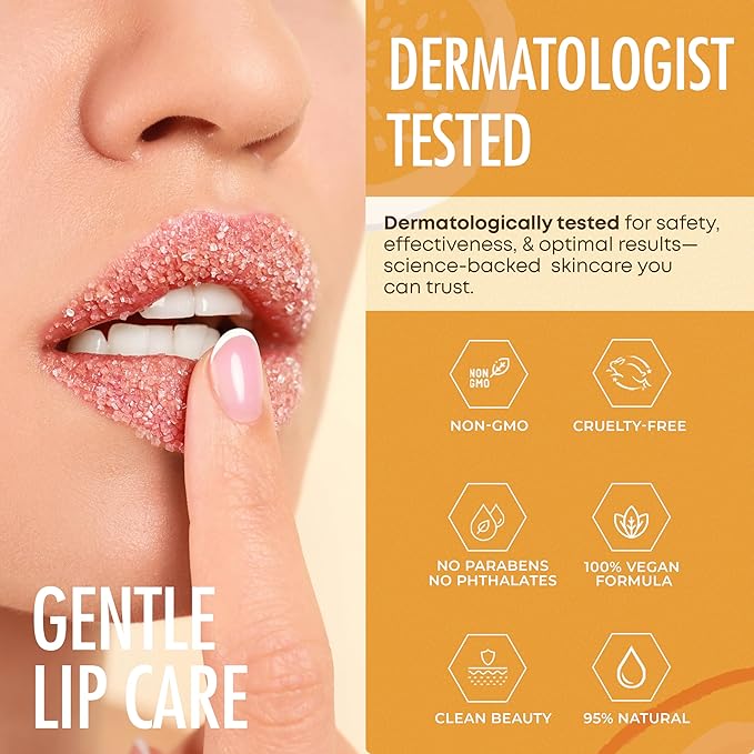 Sundae Glow Lip Scrub with Mango Vanilla – Exfoliates, Hydrates & Repairs – Smooths, Softens & Revitalizes Dry Lips – Dermatologist Tested, Korean Skin Care – Clean Beauty, Cruelty-Free – 1 Pack