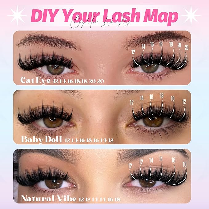 Manga Lash Clusters Kit Wispy Eyelash Clusters with Spikes 300Pcs Anime Lash Extension Kit Natural Eyelash Extension Kit 12-20mm High Capacity Lashes Clusters DIY for Beginners by Lanflower