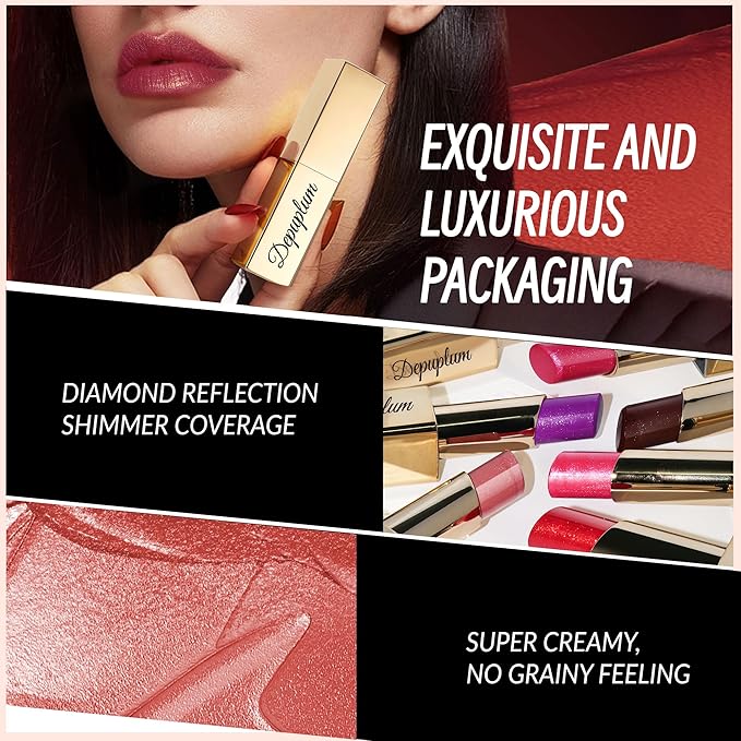Depuplum Dark Red Moisturizing Lipstick for Women Shimmer Tinted Lip Balm Hydrating Nourishing Burgundy Lip Gloss Vegan& Cruelty Free Lip Makeup, ZG112 Deep Love
