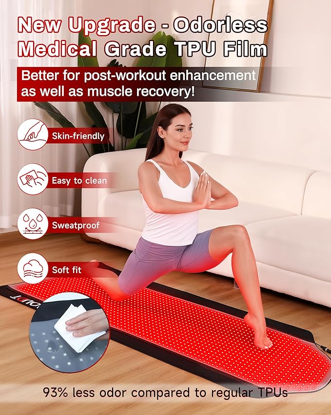 72"x33.3" Medical-Grade TPU Red Light Therapy Mat for Full Body Pain Relief, FSA&HSA Eligible Infrared Light Therapy Blanket for Home Use