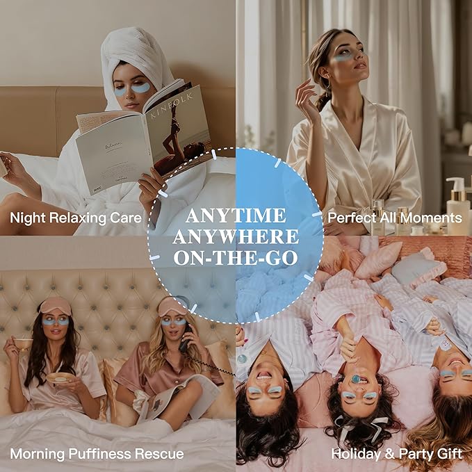 Under Eye Mask Reduce Dark Circles, Puffy Eyes, Undereye Bags, Wrinkles, Collagen Under Eye Patches, White Elephant Gifts for Adults, Vegan - Self Care (60 Pairs, Blueberry)