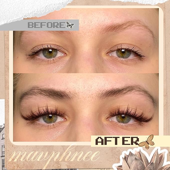 Anime Cluster Lashes Brown Cluster Eyelash Extensions Fairy Eyelash Clusters Wispy Lash Clusters Dark Brown Individual Lash C-Curly Lash Extension Spiky Manga DIY Eyelashes Pack (108Pcs, 10-16MM)