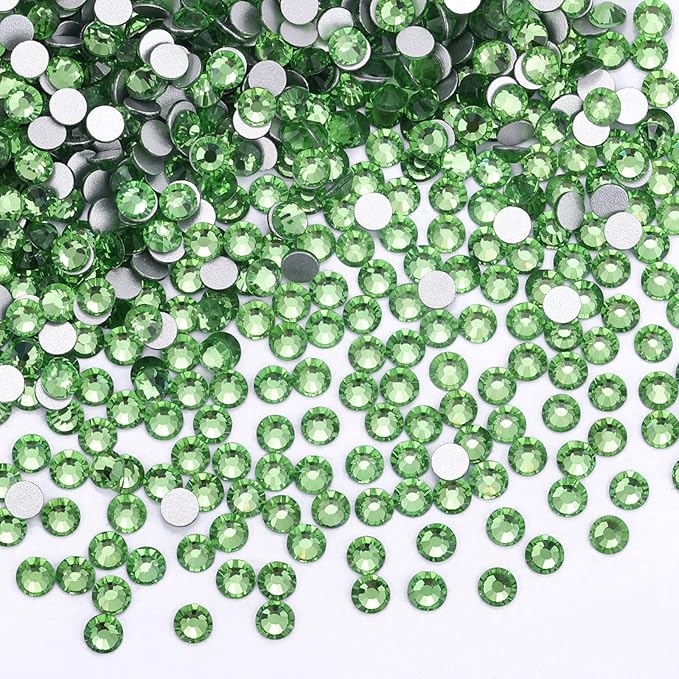 1440Pcs Light Green Crystal Rhinestones,Glass Flatback Rhinestones Gemstones Small for Nail Face Makeup Art Crafts Clothes Decoration - (SS8,2.4mm,Light Green)