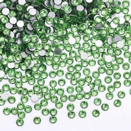 1440Pcs Light Green Crystal Rhinestones,Glass Flatback Rhinestones Gemstones Small for Nail Face Makeup Art Crafts Clothes Decoration - (SS8,2.4mm,Light Green)