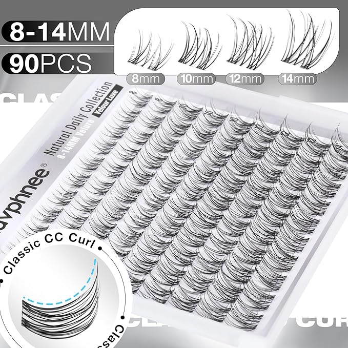 Mavphnee Natural Lash Clusters 8-14MM Venus Eyelash Clusters Soft Velure Cluster Eyelash Extensions Invisible Band CC-Curve Velour Cluster Lashes Daily Wear Easy for Beginners